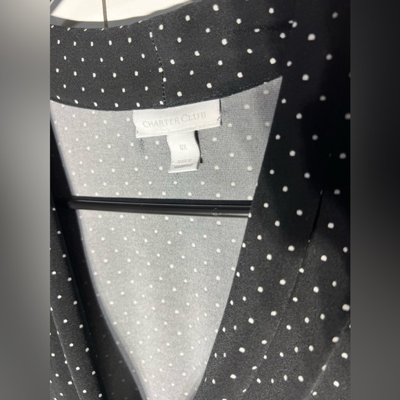 Charter Club Black White Polka Dot Liquid Knit V-Neck Blouse plus size 0X - Picture 2 of 4
